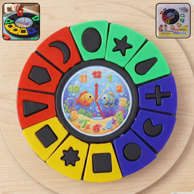 Shape  Color Matching Learning Puzzle Toy With Clock For Kids Toddlers (1 Pc)