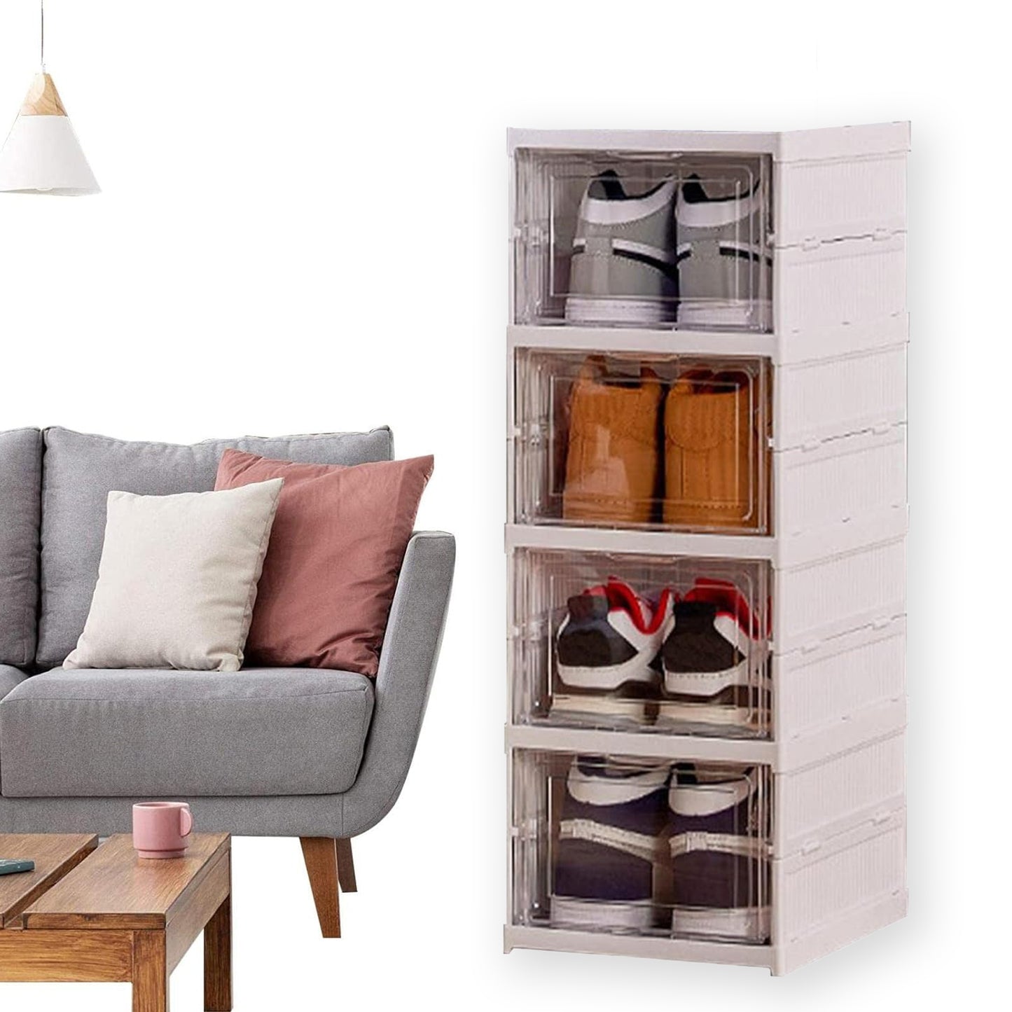 Stackable Multifunctional Storage For Clothes With Foldable Drawer (4 Layer)