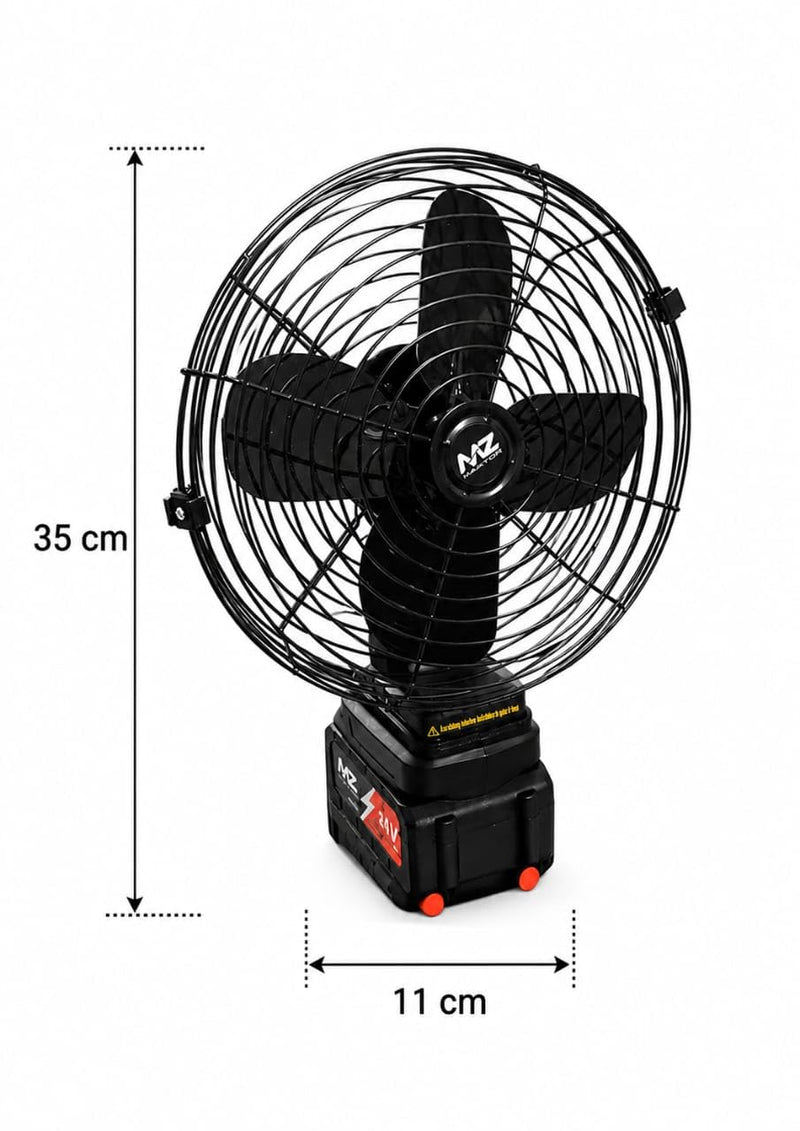 Lithium Battery Fan 48V Portable – Metal Blades, Low Noise