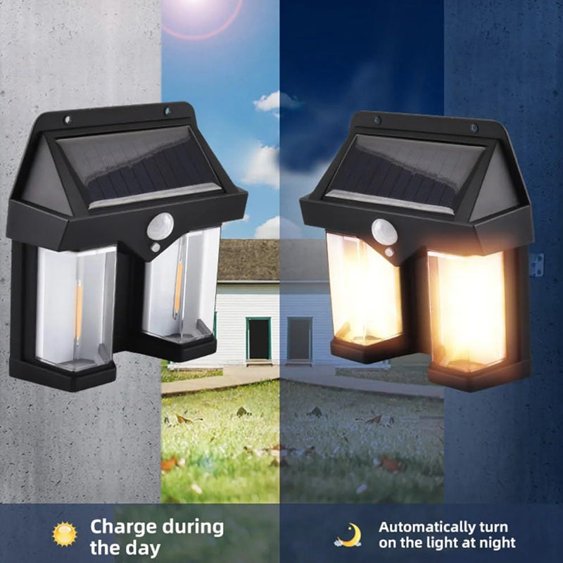 Outdoor Solar Wall Lamp  Waterproof High Quality Villa Garden Night Lamp Double Light (1 Pc)