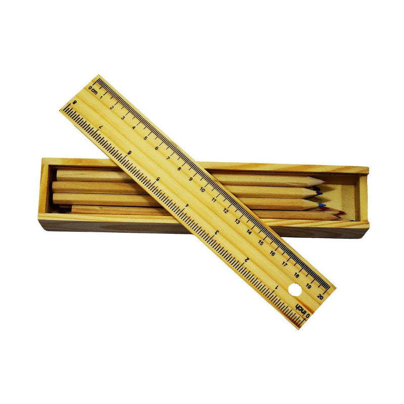 4726 Colorful Wooden Pencil Set With Pencil Box Ruler Sharpener For For Kids Artist Architect