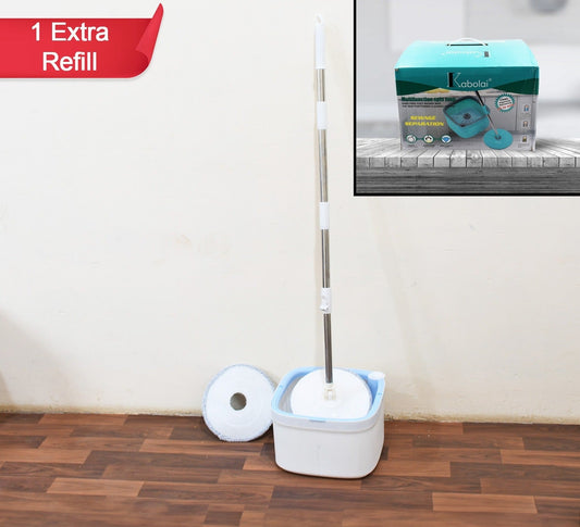 Round Shape Mop With 1 Pad Extra For All Types Of Flooring, Separates Dirty & Clean Water
