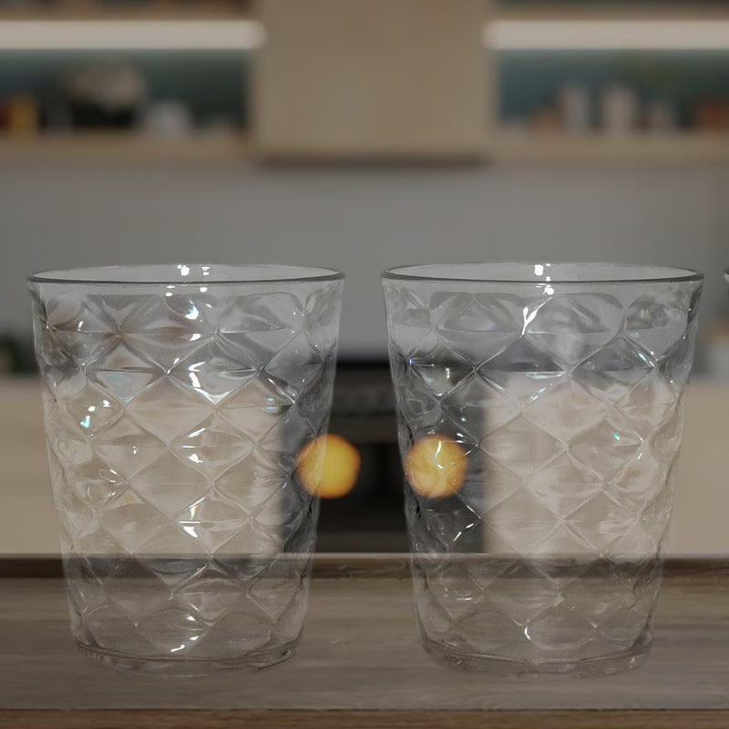 Apex Pyramid Design Unbreakable Plastic Glass  300 Ml