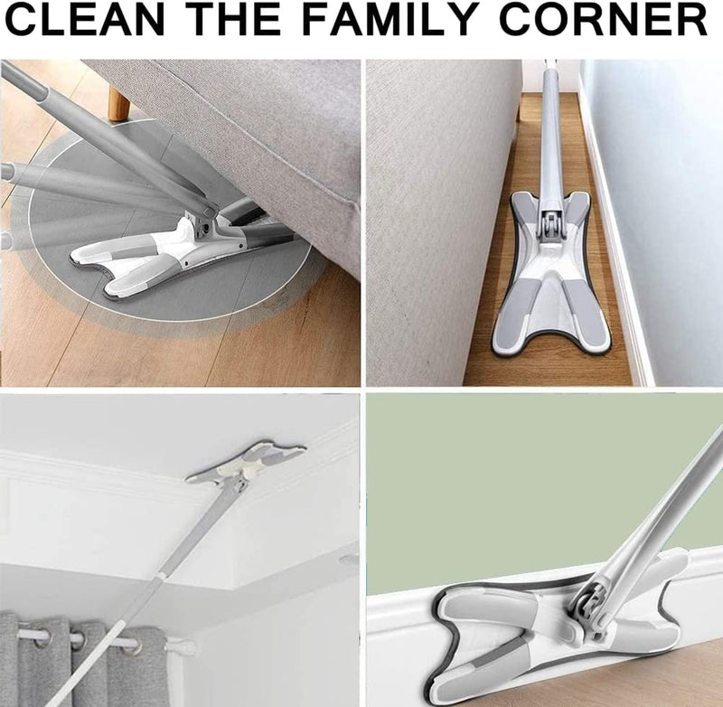 X Shape Mop Floor Cleaning Hands-free With 1 Super-absorbent Microfiber Pads.