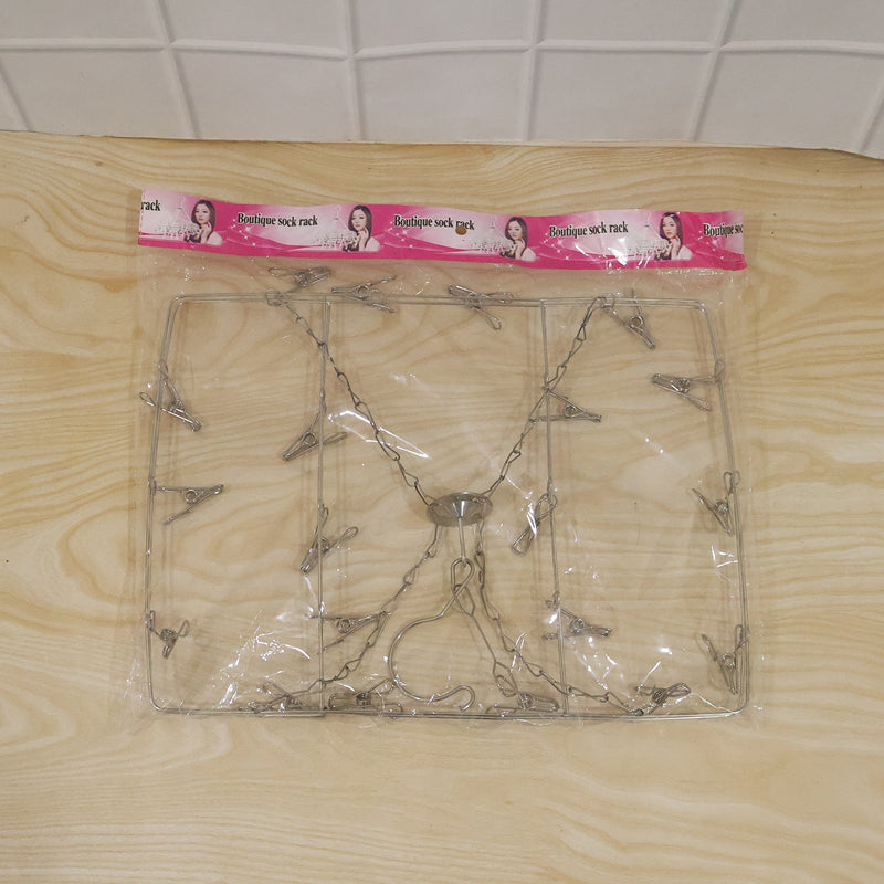 Stainless Steel Square Multi Clip Drying Hanger For Socks Baby Clothes (1 Set)
