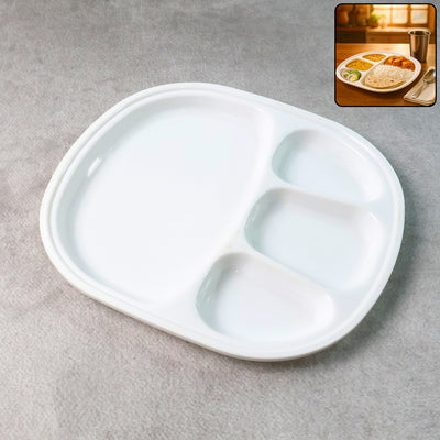 Plastic Large Compartment Dinner Plate Thali With 4 Sections
