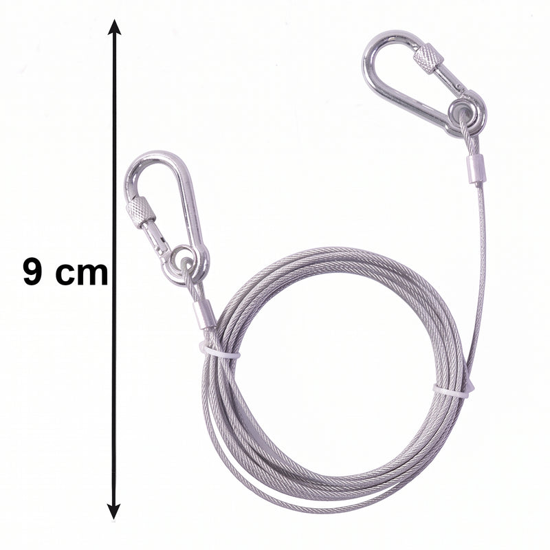 Heavy Duty Steel Wire Rope  5 Meter Clothesline With Carabiner Hooks