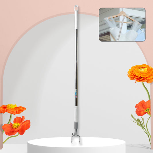 Stainless Steel Telescopic Pole Clothes Hooks Hanger (1 Pc  155 Cm)