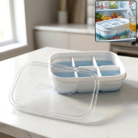 Mini Plastic 6 Cavity Ice Tray - Freeze  Fresh Compact Ice Cube Tray