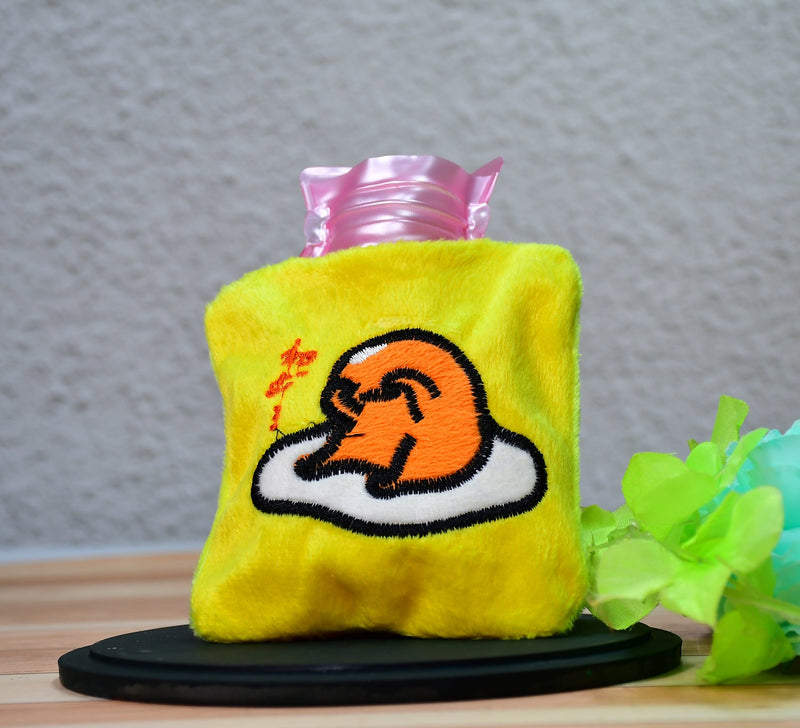 Yellow Duck Head Small Hot Water Bag With Cover For Pain Relief Neck Shoulder Pain And Hand Feet Warmer Menstrual Cramps.