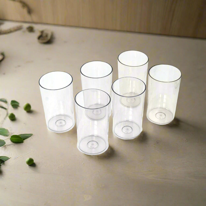 High Quality Food Grade Plastic Classic Glass, Set Of 6 (Each 350ml)