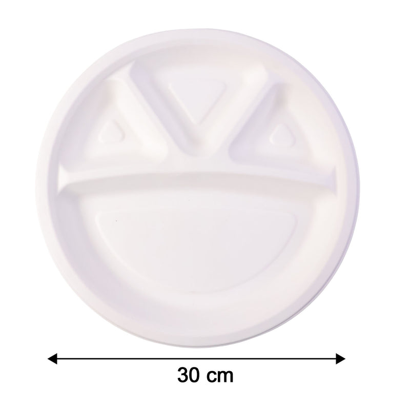 Vegnar 4 Compartment Disposable Food Serving Plate Set (10 Pc)