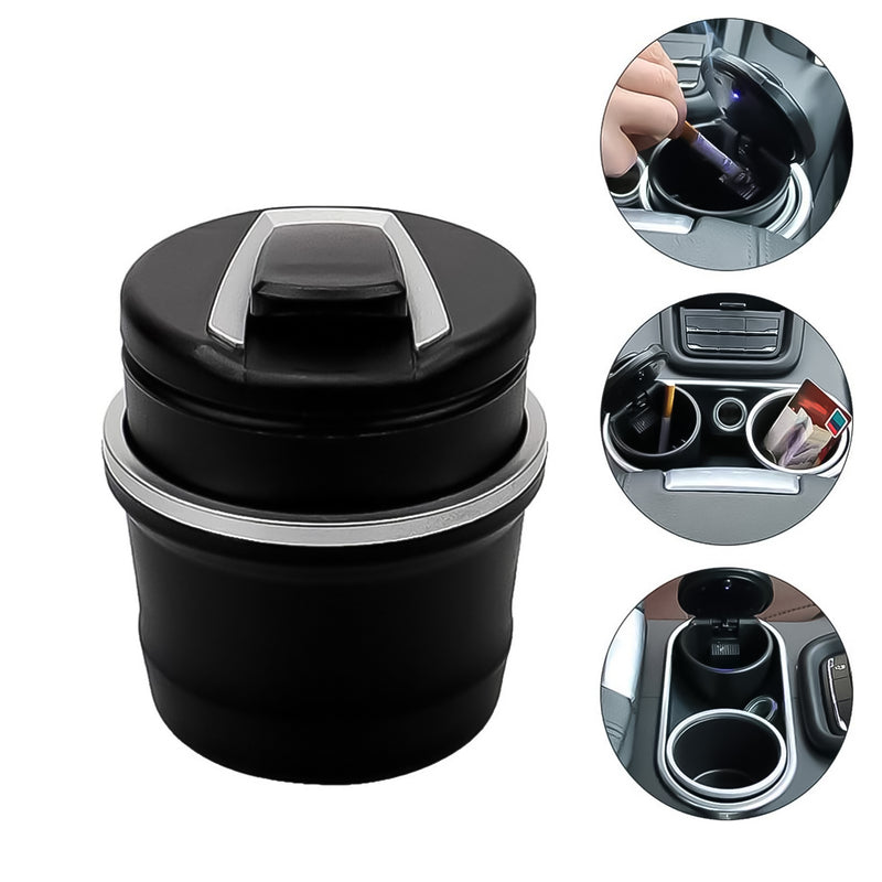 Portable Car Ashtray With Lid & Blue LED Light