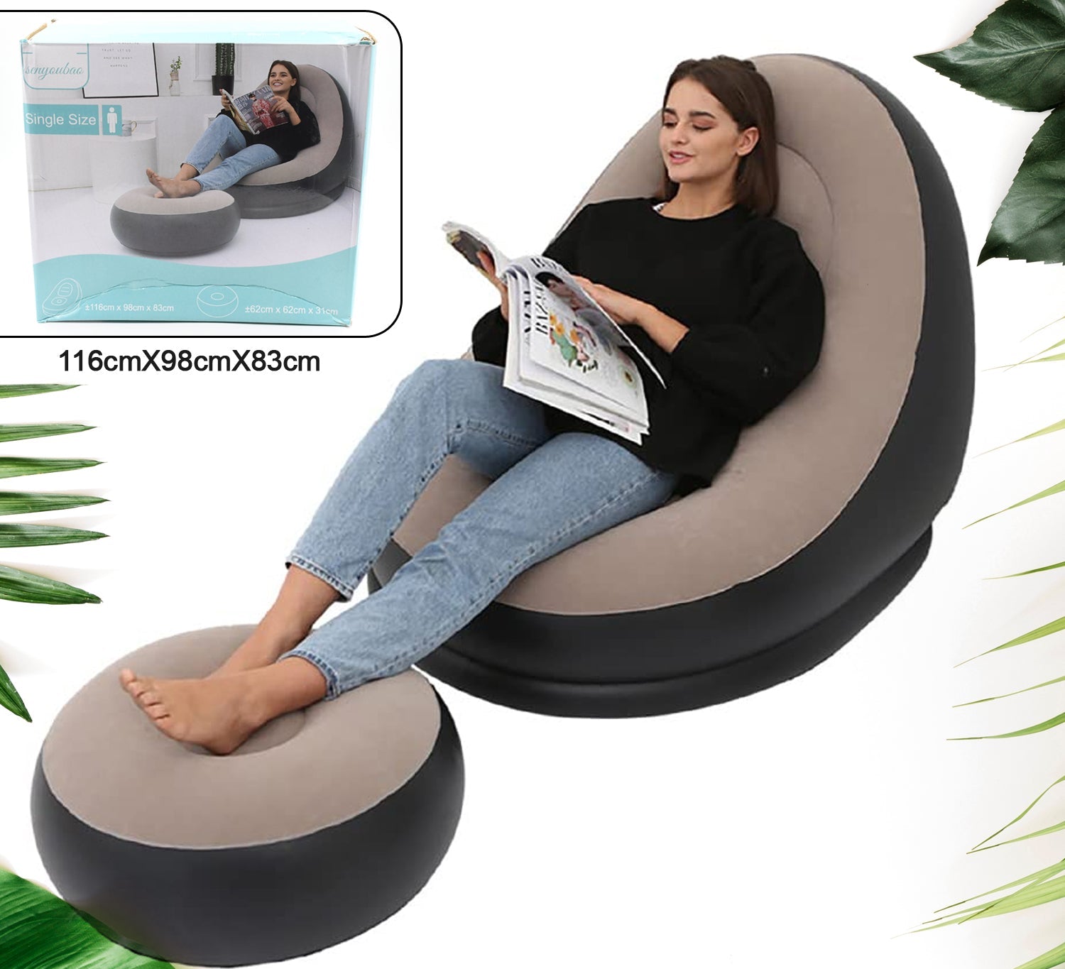 Inflatable Sofa Lounge Chair With Inflated Recliners (with electric pump)(Onam Sale Price - Prepaid Only)