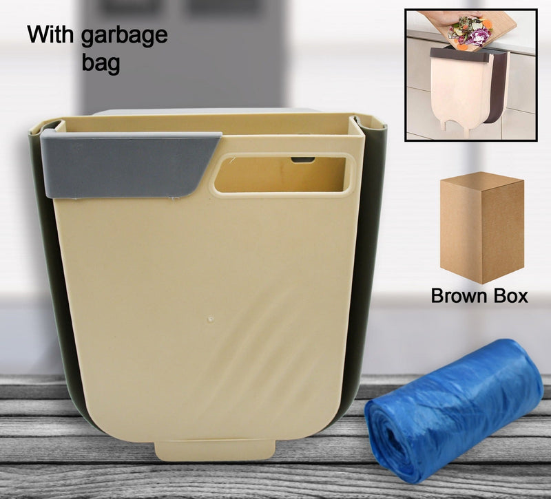 Hanging Trash Can For Kitchen Cabinet Door, Collapsible & Foldable
