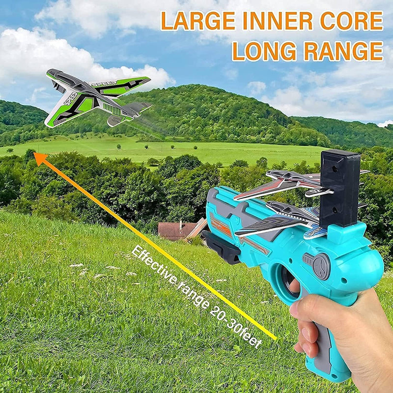 Airplane Launcher Gun Toy With Foam Glider Planes (5 Plane Include)