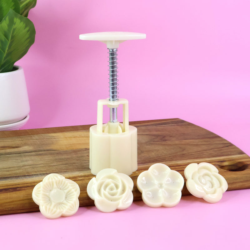 Mooncake Press Mold With 4 Stamps Set