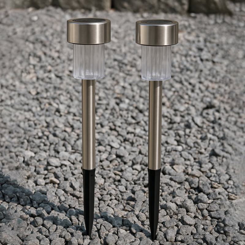 Solar-powered Stainless Steel Garden Pathway Lights 31x4 Cm (Set of 2)