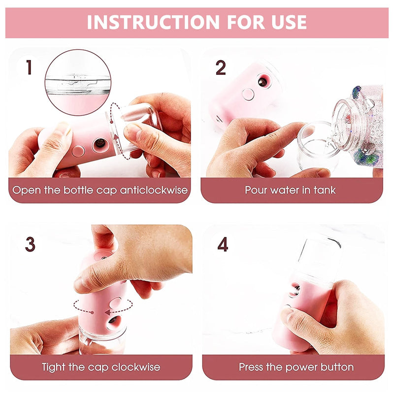 Mini Nano Mist Sprayer Usb Rechargeable Portable Face Steamer Humidifier (1 Pc)