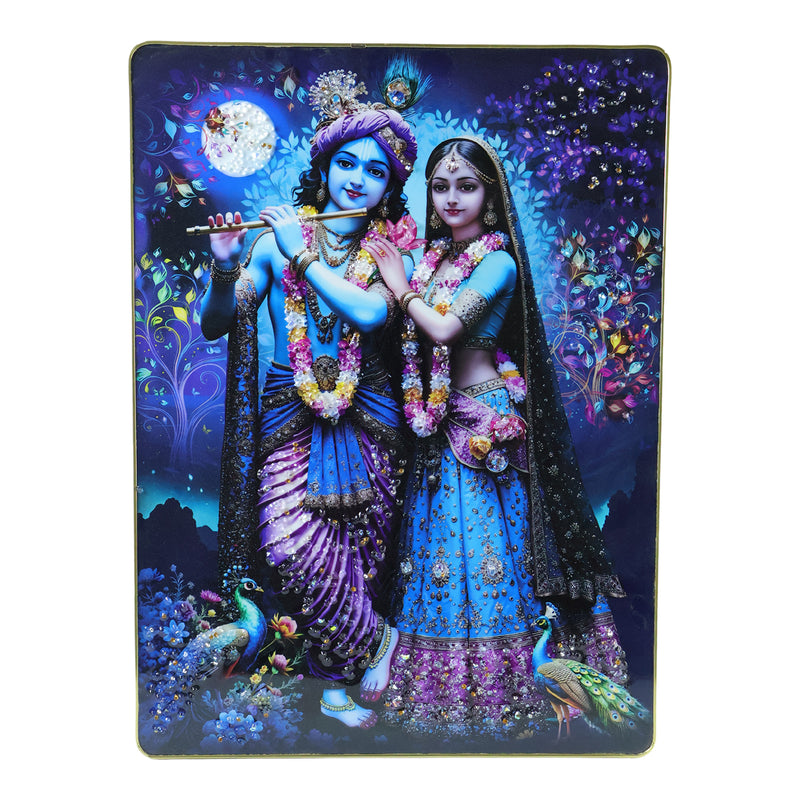 Divine Radha Krishna Moonlight Artistic Wall Frame (1 Pc 60x45 Cm)