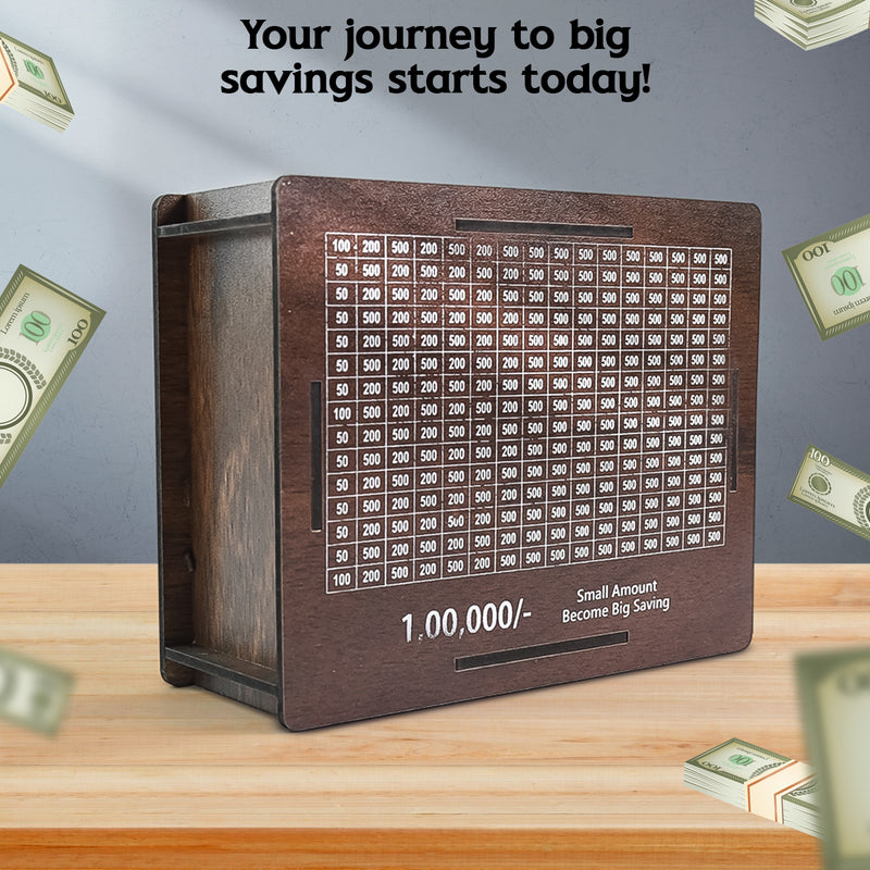 Wooden Money  Piggy Bank Money Box (1 Pc  Pen Not Included)