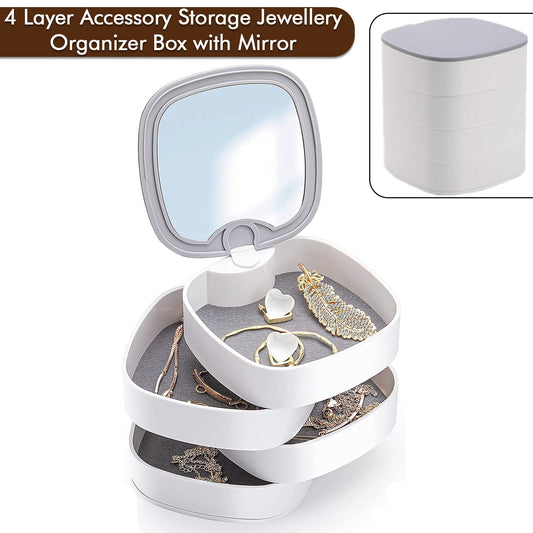 4 Layer 360 Degree Rotating Jewellery Organizer With Mirror