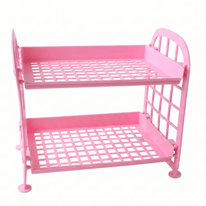 2 Layer Small Plastic Rack Multipurpose Storage Organizer Shelf Kitchen (1 Pc)