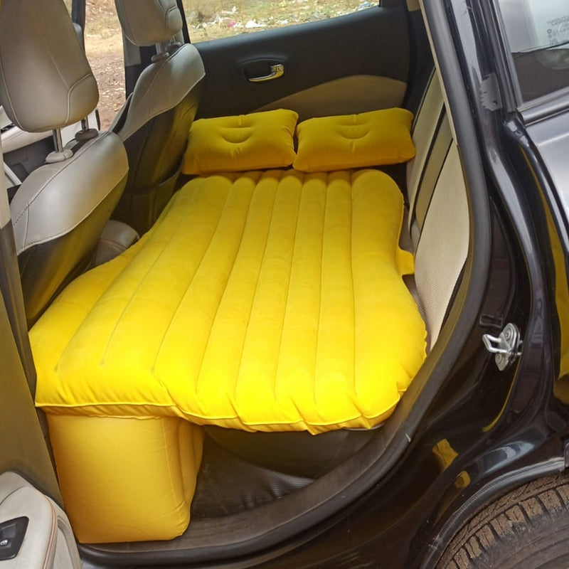 Car Inflatable Bed With 2 Pillows & Air Pump (Portable) For Travel, Camping & Vacation