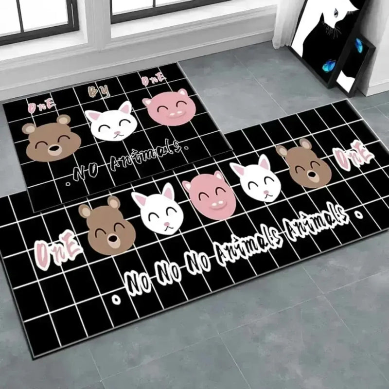 Printed Anti Slip Floor Mat Set (2 Pc 115x40 + 58x40 Cm)