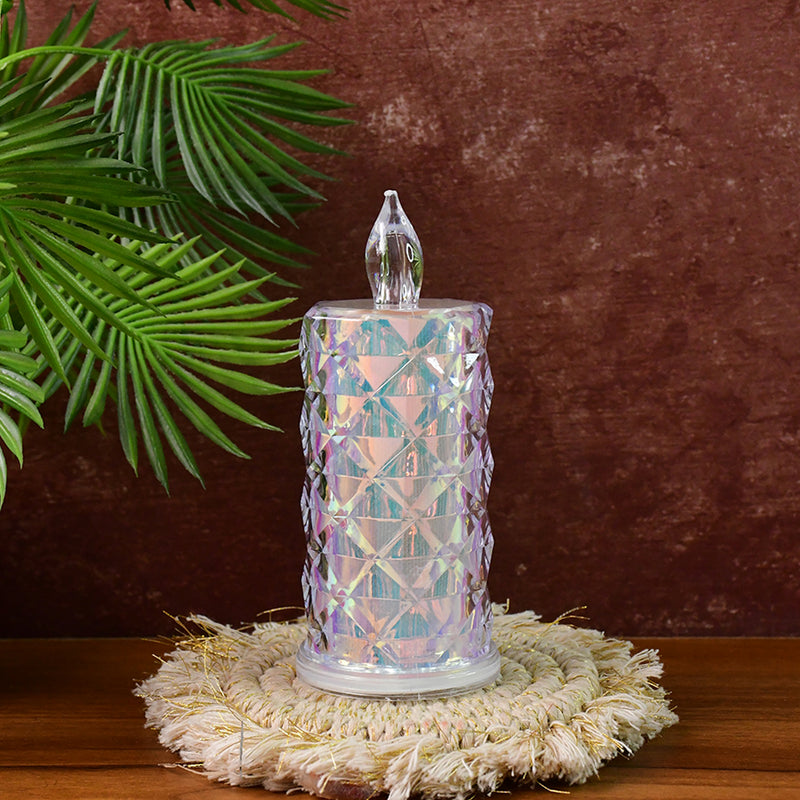 Decorative Led Candle Lights With Holographic Finish (2 Pc  Set)