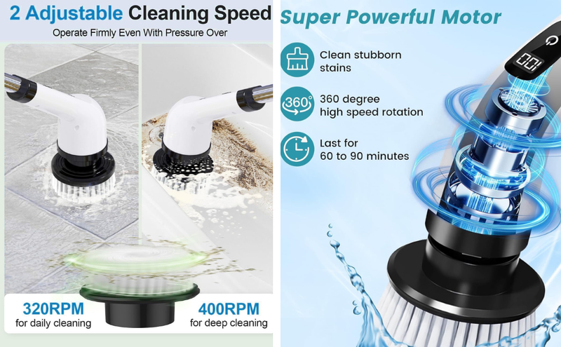 9-in-1 Electric Spin Scrubber – 9 Brush Heads