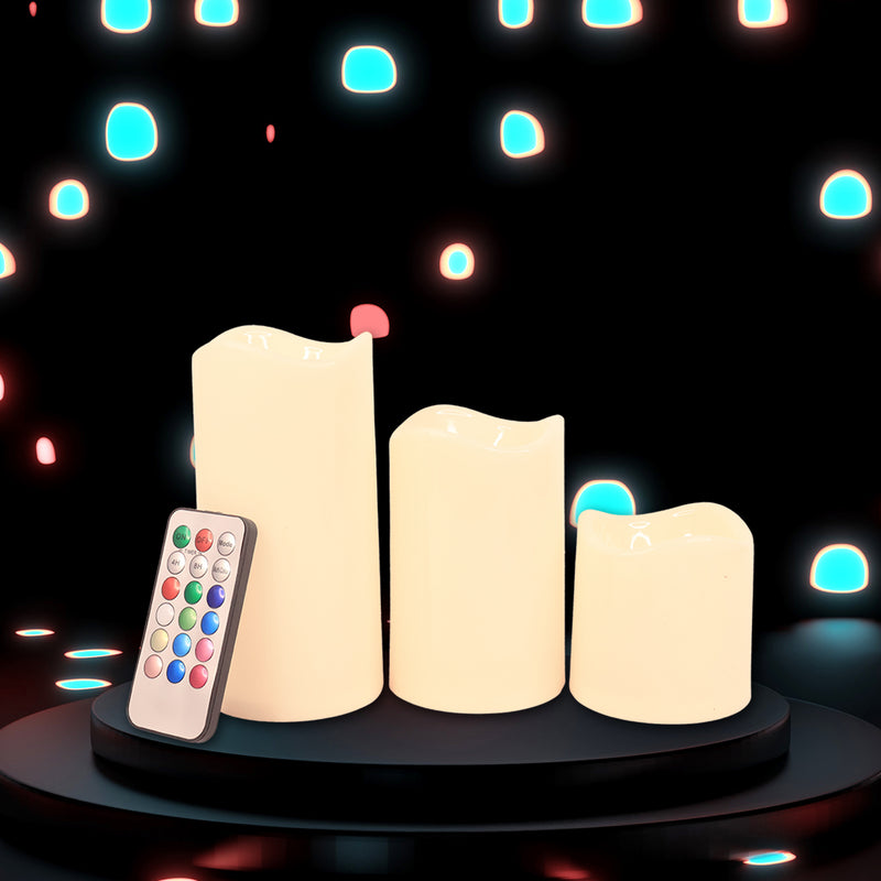 Premium 3 Piece Led Flameless Candle Set With Remote Control