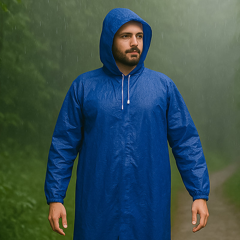 Large Durable Waterproof Hooded Raincoat For Men