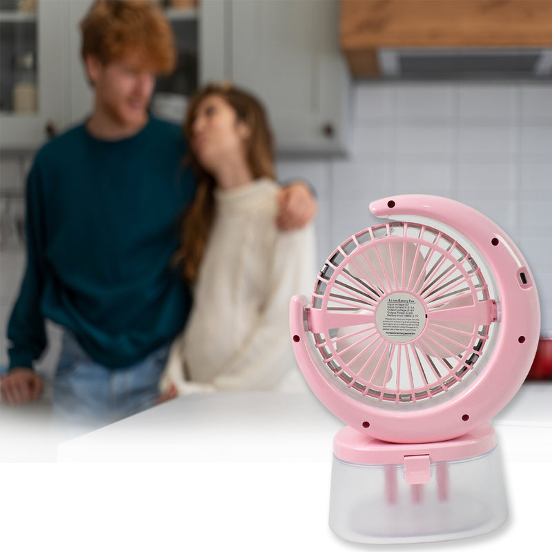 Portable Desktop Fan With LED Light, USB Rechargeable