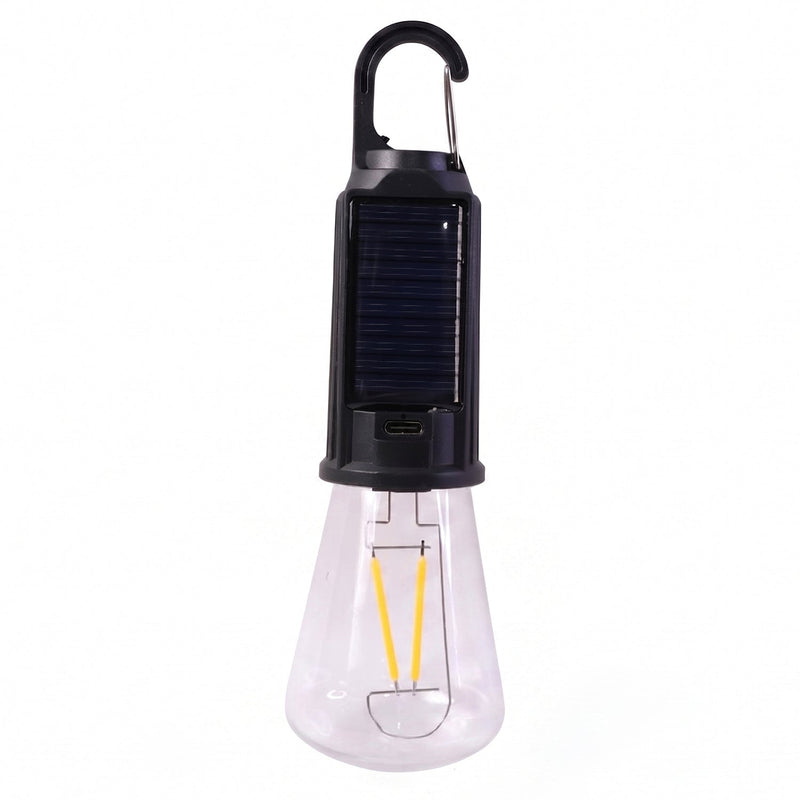 Solar Rechargeable Camping Lamp Led Bulb Warm Light With Hook Portable (1 Pc)