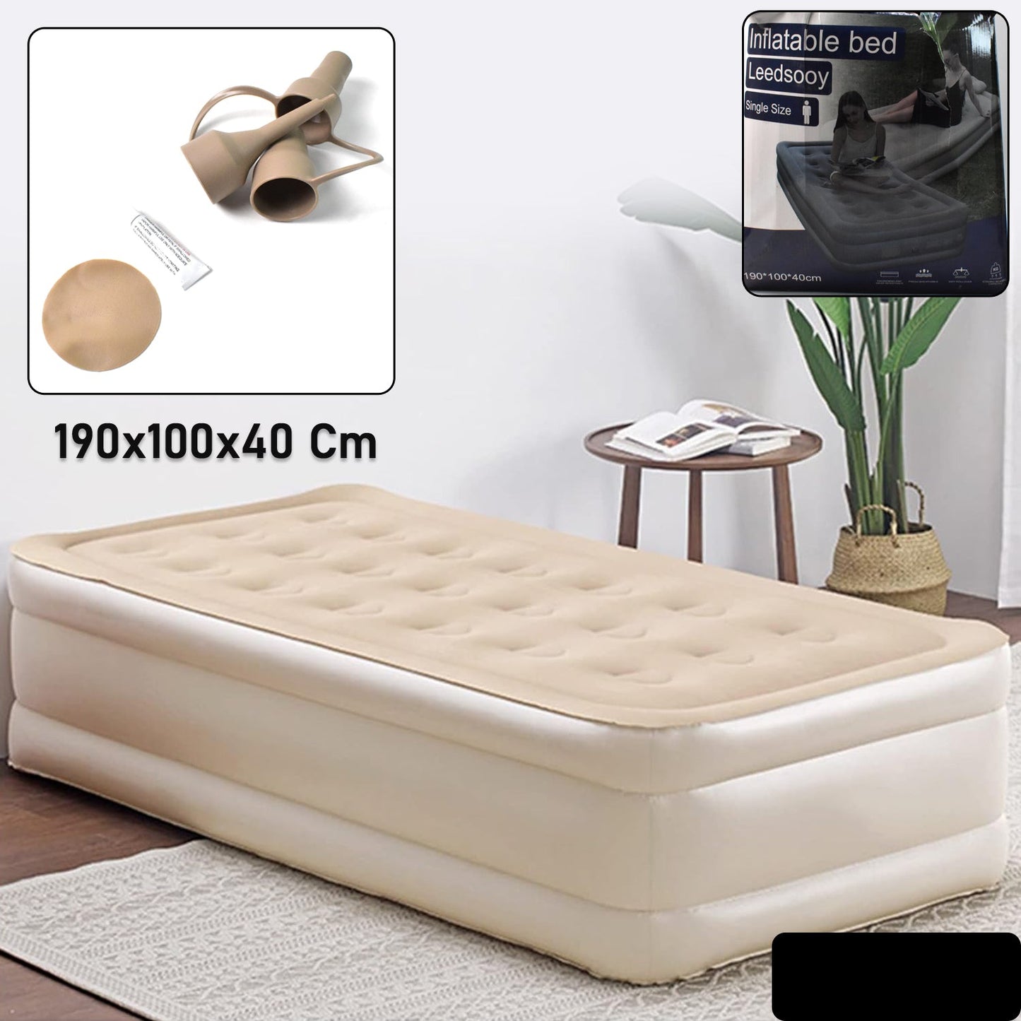 Portable Inflatable Folding Lazy Bed (190x100x40 Cm / 1 Pc)