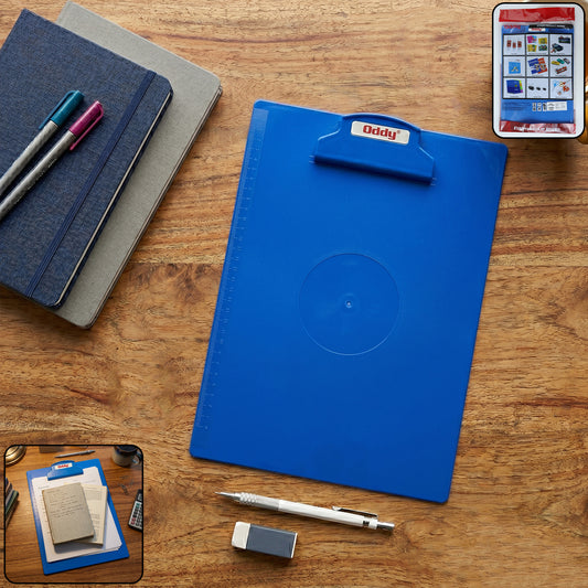 Oddy Plastic Clip Board 1 Pc Blue A4 Size With Secure Grip