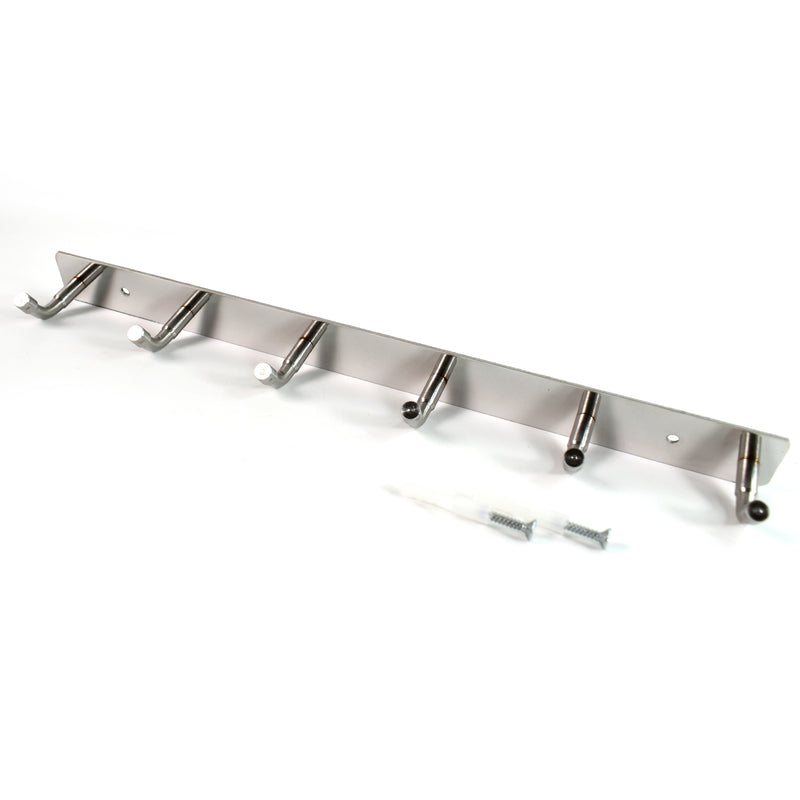 Stainless Steel Wall Mounted Coat 6 Hook Rack (32x3  1pc)