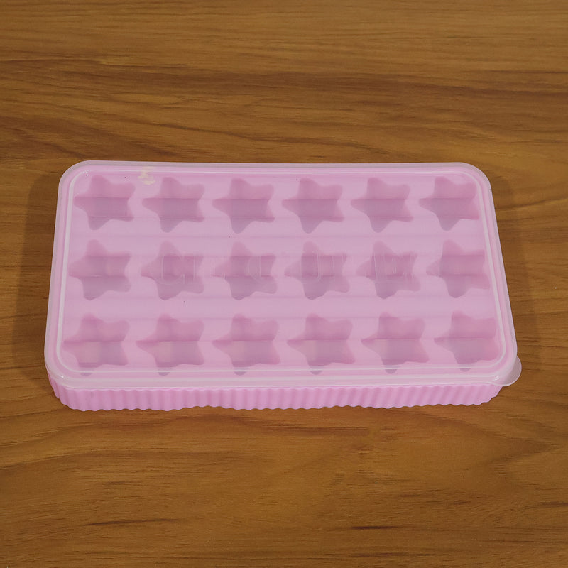 18 Grid Star Shape Ice Cube Tray With Lid (1 Pc)