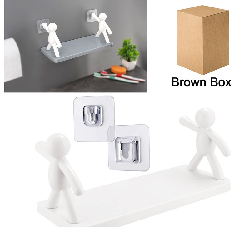 Self Adhesive Cute Wall Shelf / Wall Mounted Organizer - Human Figurine