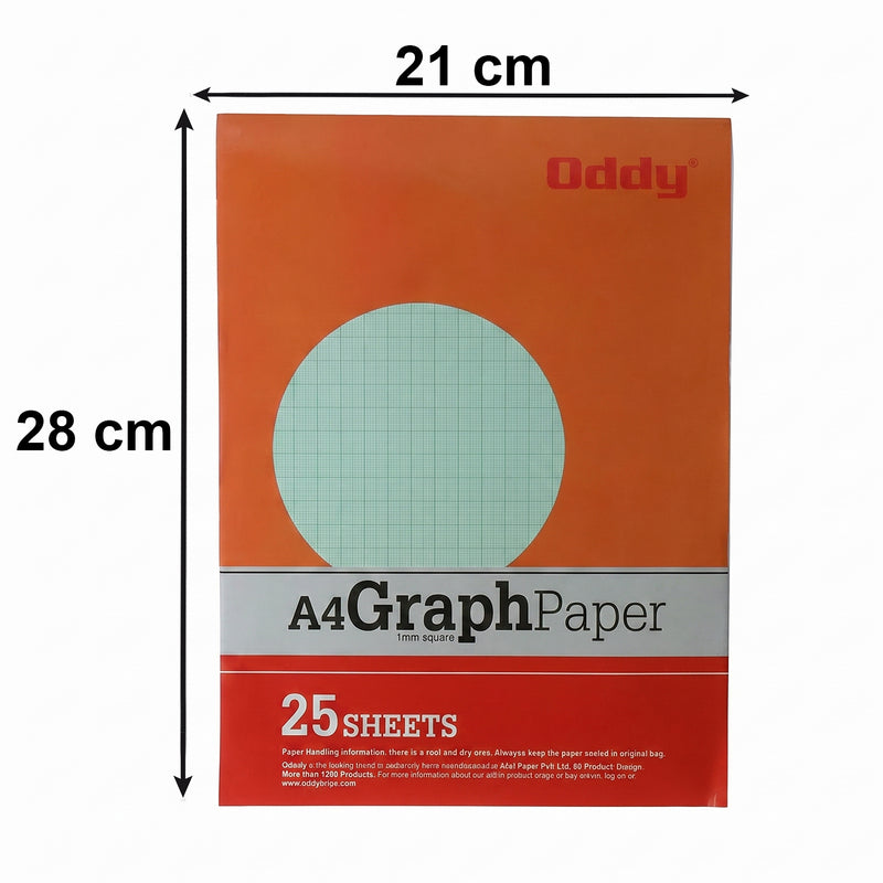 Oddy A4 Graph Paper 1mm Square Grid (25 Sheets Pad)