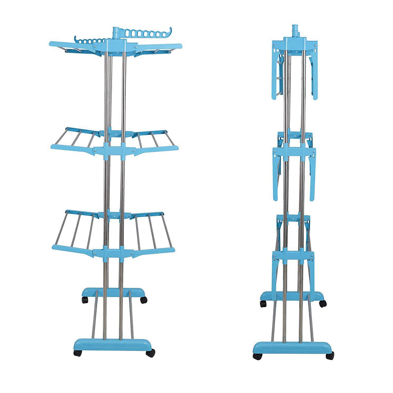 Stainless Steel 3 Layer Foldable Cloth Drying Stand (1 Set)