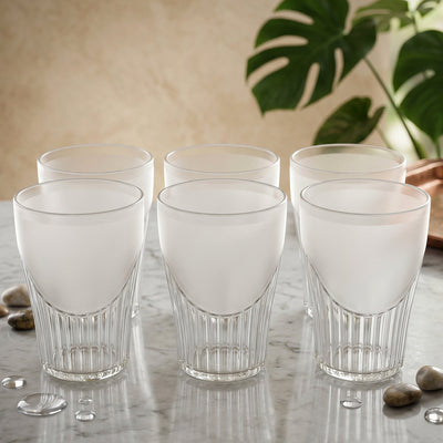 Classic Plastic Juice Glass Set Unbreakable Water Tumbler For Home (6 Pc Set)